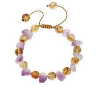 Xfoxstal Raw Amethyst/Citrine Spiritual Beaded Bracelets February Birthstone Bracelets for Women Wealth Peace Relaxation Jewelry Gifts