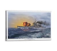 XFPMXC British WW1 Vintage Battleship Poster HMS Hood Decorative Painting Canvas Wall Artworks Picture 20x30inch(50x75cm)