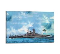 XFPMXC Vintage Battleship Poster Japanese Yamato Battleship Decorative Painting Canvas Wall Artworks Picture 12x18inch(30x45cm)