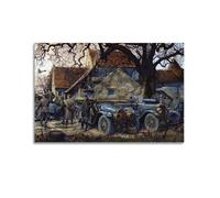 XFPMXC Vintage First World War Fighter Plane Poster View from The Chateau Decorative Painting Canvas Wall Artworks Picture 16x24inch(40x60cm)