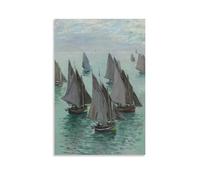 XFPOBH Fishing Boats Calm Sea By Claude Monet Poster Canvas Painting Wall Art Picture Home Decor Print For Bedroom Living Room 12x18inch(30x45cm) Unframe-style