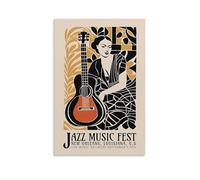 XFPOBH Jazz Music Fest Guitar Vintage Poster Canvas Painting Wall Art Picture Home Decor Print For Bedroom Living Room 12x18inch(30x45cm) Unframe-style