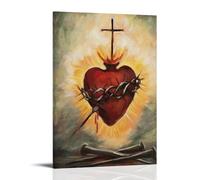 XFPOBH Sacred Heart of Jesus Poster Canvas Painting Wall Art Picture Home Decor Print For Bedroom Living Room 12x18inch(30x45cm) Frame-style