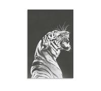 XFPOBH Tiger Roar Black And White Animal Art Poster Canvas Painting Wall Art Picture Home Decor Print For Bedroom Living Room 16x24inch(40x60cm) Unframe-style