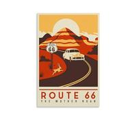 XFPOBH Vintage Travel Poster Route 66 Poster Canvas Painting Wall Art Picture Home Decor Print For Bedroom Living Room 12x18inch(30x45cm) Unframe-style