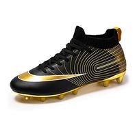 XFQ Football Boots, Kids' Adult Football Training Shoes AG Outdoor Football Boots Teenage Students Breathable Soccer Sneakers,Black,42EU