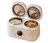 XFQZJG Electric Rice Cooker, 2L+2L Home Double Inner Integrated Multi function Rice Cooker with Intelligent Touch Screen and Non Stick Cooking Pot, 12H Appointment