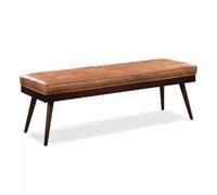 XFQZJG Living Room Entry Way Bench, Tufted Leather Bench, Leather Footrest Stool Bedroom Bench Seat, Ottoman Bench with Wooden Legs, Bench for End of Bed, Shoe Bench,Living Room,Entry Way,Kitchen