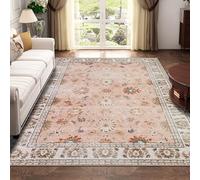 Xfrog Machine Washable Rug Large Vintage Area Rug Short Pile Non-Slip Traditional Rug Carpet for Living Room Office Kitchen Dining Blush 200x300CM