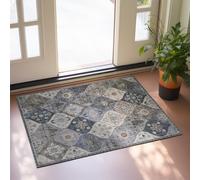 Xfrog Moroccan Floral Area Rug, 60x110cm Entryway Rug Non-Slip Washable Small Rug, Ultra Soft Antique Print Vintage Distressed Low-Pile Indoor Door Mat Floor Carpet for Entrance Kitchen Bathroom