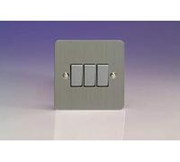 XFS3D - Varilight - Ultra Flat Plate - Brushed Chrome Metal Inserts - 3 Gang 2 Way 10A Light Switch
