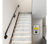 XFSHKJS Black Handrail For Stairs,1m 1.5m 2m 2.5m 3m Stairs Handrail - Complete Kit,Safety Support Bar Wall Mounted Staircase Hand Rails Black Metal Wrought Iron Design (Size : 12ft/360cm)