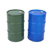 XFSLDOPRW 2PCS Simulation Metal Mini Oil Drum Container, RC Crawler Decor Accessory, Blue - Green Fuel Tank for 1/10 Scale RC Cars, Durable Metal Oil Barrel for SCX10