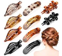 XFSRG 10 Pieces Women's Hair Clips Flat Oval Flat Hair Clips Comfortable Strong Grip for Thick and Fine Hair (D)