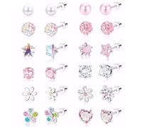 XFSRG 12 Pairs of Hypoallergenic Ear Studs for Girls and Women as a Safe Set with Child-friendly Design for Sensitive Ears