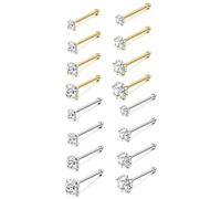 XFSRG 16 Pieces Stainless Steel Surgical Steel Nose Piercing Septum Nostril Piercing Nose Ring Double Hoop Ear, Stainless Steel