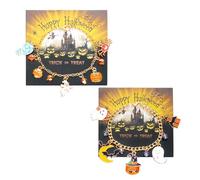 XFSRG 2 Pairs Halloween Bracelet Bat Spider Pendant and Pumpkin Charm Gothic Jewellery Friendship Bracelet Accessories Gothic Jewellery for Women, L, Cromo, Agate