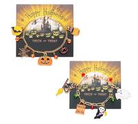 XFSRG 2 Pairs Halloween Bracelet Bat Spider Pendant and Pumpkin Charm Gothic Jewellery Friendship Bracelet Accessories Gothic Jewellery for Women, L, Cromo, Agate