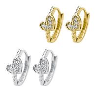 XFSRG 2 Pairs Heart Earrings Set Women's Small Hoop Earrings in Gold Silver Fashionable Jewellery Minimalist Design for Everyday Party