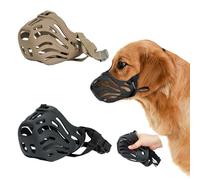 XFSRG 2 Pieces Adjustable Silicone Dog Muzzle Breathable Soft Muzzle for Small Medium and Large Dogs Against Bites and Chews (Black/Brown 5)