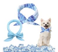 XFSRG 2 Pieces Dog Cooling Collar Breathable Fabric Cooling Collar Summer Dogs Accessories for Walking and Outdoor Activities (Blue)
