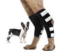 XFSRG 2 Pieces Dog Knee Brace Braces Front and Rear Legs Adjustable Straps with Reflective to Help Dogs Recover (Black/L)