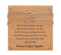XFSRG 2 Pieces Double Layer Braided Bracelet with Tag Bracelets Elegant Adjustable Bracelet for Couples Friends, Metal