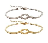 XFSRG 2 Pieces Double Layer Braided Bracelet with Tag Bracelets Elegant Adjustable Bracelet for Couples Friends, Metal