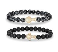 XFSRG 2 Pieces Fashion Bracelet with Whale Shark Elastic Bracelets with Cute Animal Charms in Natural Stone One Size for Women and Men, Beads
