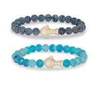XFSRG 2 Pieces Fashion Bracelet with Whale Shark Elastic Bracelets with Cute Animal Charms in Natural Stone One Size for Women and Men, Beads