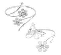 XFSRG 2 Pieces Flowers and Butterflies Bracelet for Women Elegant and Luxurious Elegant Elegant and Luxurious Elegant Accessory, Metal