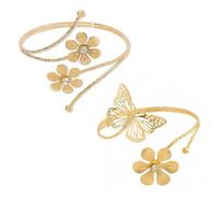 XFSRG 2 Pieces Flowers and Butterflies Bracelet for Women Elegant and Luxurious Elegant Elegant and Luxurious Elegant Accessory, Metal