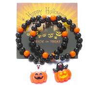 XFSRG 2 Pieces Halloween Ghost Pumpkin Charm Bracelets Funny and Cute Fashion Accessory for Halloween, Metal