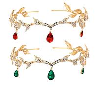XFSRG 2 Pieces Leaves Tiara Aulla Front Women's Rhinestone Pendant Elegant Crown for Dinners Weddings Birthdays, taglia unica, Alloy, Zirconium