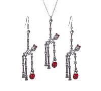 XFSRG 2 Pieces Skulls Women's Jewellery Set Halloween Earrings and Necklace Creative Vintage Accessories for Halloween Party Music Festival, taglia unica, Metal, Pearl