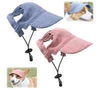 XFSRG 2 Pieces Summer Baseball Dog Hat Adjustable Sun Protection Company with Ear Holes for Outdoor Activities of Dogs (Blue+Pink/S)