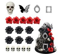 XFSRG 21 Pieces Gothic Deco Halloween Skull Cake Cupcake Topper Decoration for Party Theme
