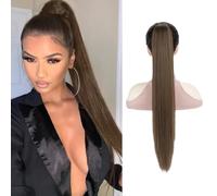 XFSRG 26 Inch Natural Ponytail Hair Extension Hairpiece Straight Hair with Clips Women's Natural Wig Suitable for Dating Parties Parties (Dark Brown)