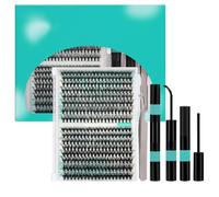 XFSRG 320 Pieces 30D-40D False Eyelashes Natural D Curl Eyelash Extension Kit with Eyelash Curler and Glue 9-16 mm Cluster Lashes Gifts for Women Dating Parties Ceremonies