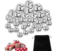 XFSRG 35 Pieces Disco Ball Round Mirror Ball Disco Ball for Cake Decorations Disco Accessories Decorations Disco Ball Multipurpose for Parties (Silver)