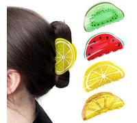 XFSRG 4 Pieces Women Summer Hair Clips Fruit Creative Lemon Non-Slip Elegant Cute Clip for Hawaiian Party (Multicoloured)