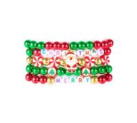 XFSRG 5 Pieces Women's Christmas Bracelets with Santa Claus Pendant Stackable Elastic Bracelet Christmas Jewellery for Birthday and Celebrations