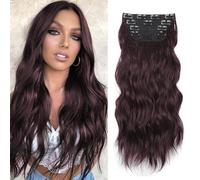 XFSRG 55 cm Natural Curly Hair Extensions 4 Pieces Long Wavy Hair Extensions With Clips Hair Extensions Prosthesis Hair Ponytail Women For Party (Dark Brown)