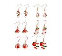 XFSRG 6 Pairs Women's Christmas Earrings Set Festive Pendants Hook Decorative Christmas Theme Accessories Winter Jewellery Set of Earrings for Women Christmas Decorations, L, Chrome, Achat