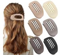 XFSRG 6 Pieces Women's Elegant Leopard Non-Slip Oval Hair Clips for Everyday Sports Driving Lying Down (Multicolour C)