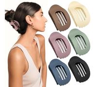 XFSRG 6 Pieces Women's Elegant Leopard Non-Slip Oval Hair Clips for Everyday Sports Driving Lying Down (Multicoloured)