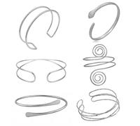 XFSRG 6 Pieces Women's Minimalist Boho Open Arm Cuff Bracelet Set Adjustable for Festival Gift and Punk Look, L, Chrome, Achat