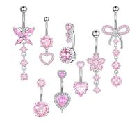XFSRG 8 Pieces 14G Surgical Stainless Steel Belly Bar for Women Belly Rings Pregnancy Clicker Piercings Body Jewellery, Stainless Steel