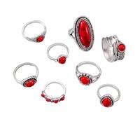 XFSRG 8 Pieces Turquoise Stone Rings for Women Retro Style Elegant and Original Rings for Everyday Parties Music Festivals, Metal, Pearl