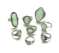 XFSRG 8 Pieces Turquoise Stone Rings for Women Retro Style Elegant and Original Rings for Everyday Parties Music Festivals, Metal, Pearl